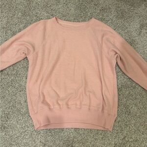 Aerie Pink Crewneck Sweater with Ribbed Hem